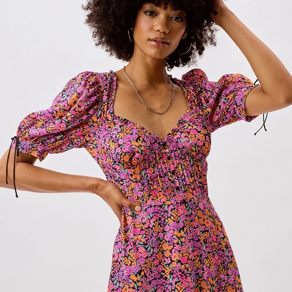 For Love & Lemons Maud Midi Dress M medium fuschia - Picture 3 of 6